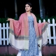 Stole Pure Marino Kumaon Pattern Pink White Black Border 2