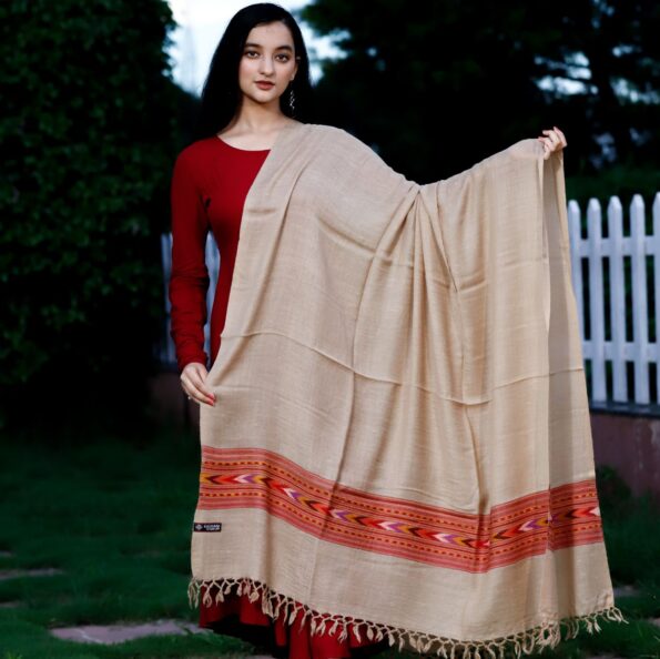 Shawl Angoora Kullu Pattern Cream